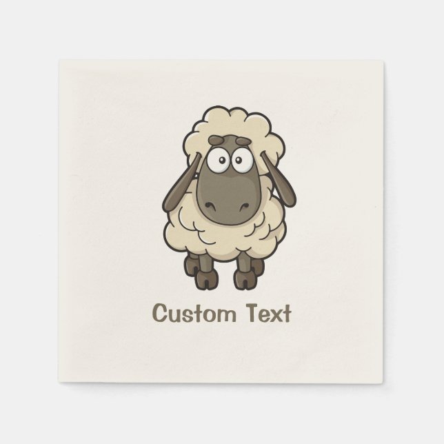 Sheep Cartoon Beige Napkin (Front)
