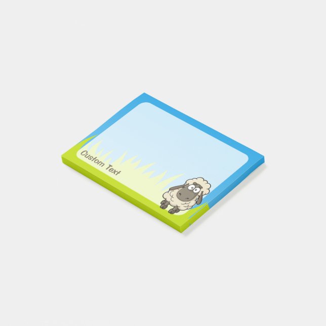 Sheep Cartoon Beige Post-it Notes (Angled)