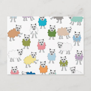 Sheep Cartoon Colourful Postcard