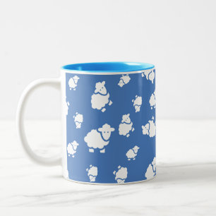 sheep cartoon pattern Two-Tone coffee mug