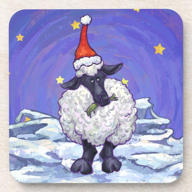 Sheep Christmas Coaster (Front)