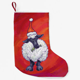 Sheep Christmas On Red Small Christmas Stocking