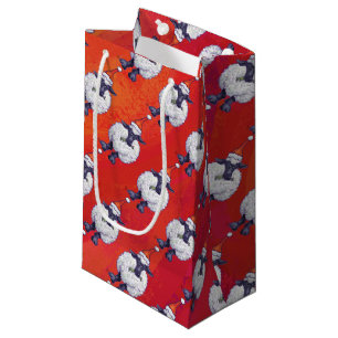 Sheep Christmas On Red Small Gift Bag