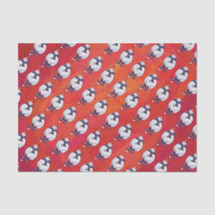 Sheep Christmas On Red Tissue Paper