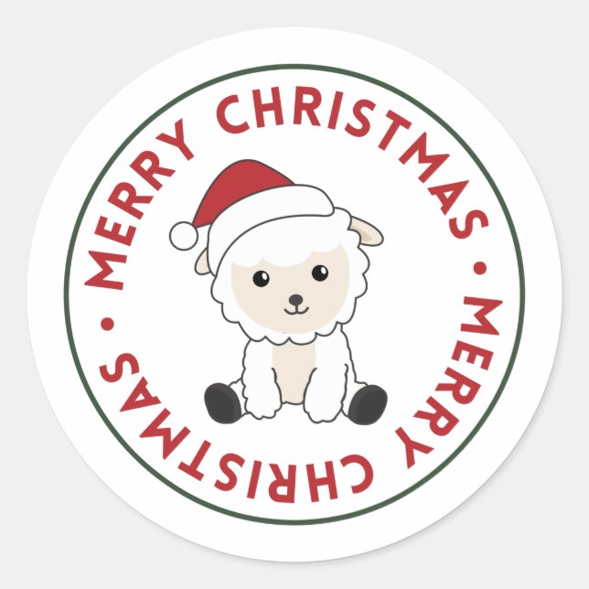 Sheep Christmas Sheep Winter Animals Classic Round Sticker (Front)