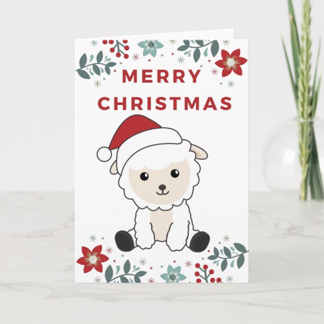 Sheep Christmas Sheep Winter Animals Holiday Card (Front)