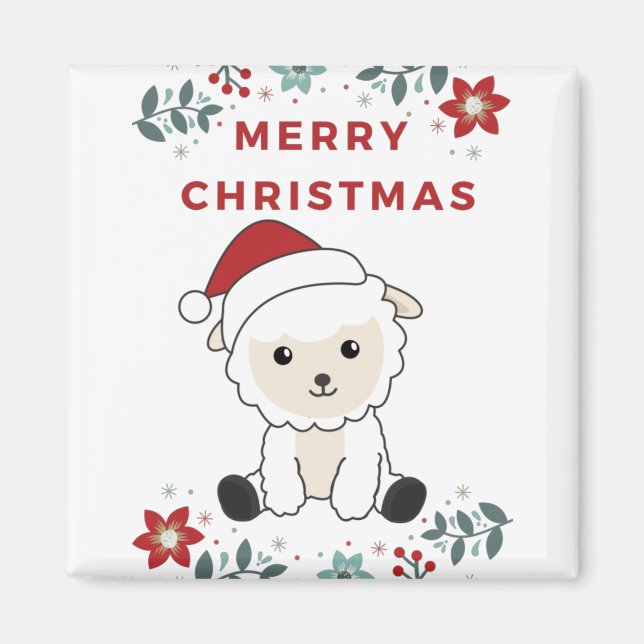 Sheep Christmas Sheep Winter Animals Magnet (Front)