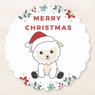 Sheep Christmas Sheep Winter Animals Paper Coaster