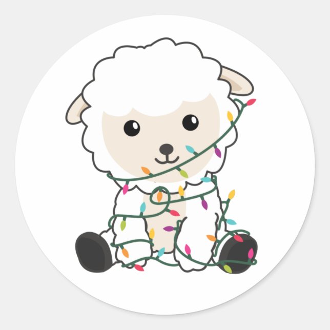 Sheep Christmas Snow Winter Animals Sheeps Classic Round Sticker (Front)