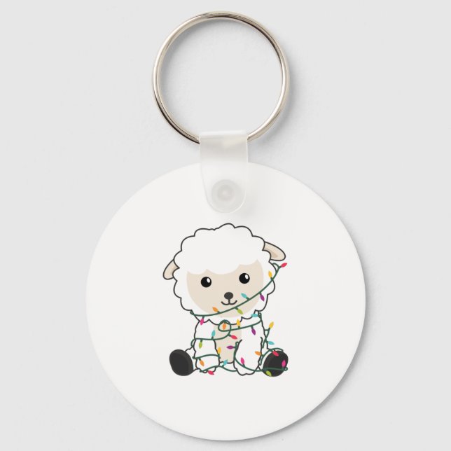 Sheep Christmas Snow Winter Animals Sheeps Keychain (Front)
