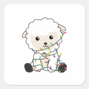 Sheep Christmas Snow Winter Animals Sheeps Square Sticker