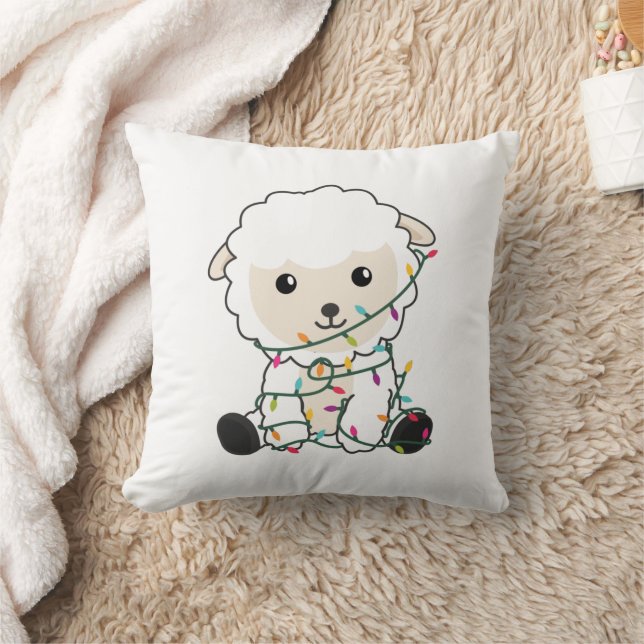 Sheep Christmas Snow Winter Animals Sheeps Throw Pillow (Blanket)