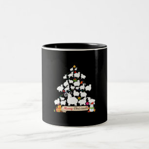 Sheep Christmas Tree Gift Funny Christmas Gifts Two-Tone Coffee Mug