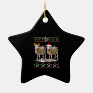 Sheep Christmas Tree Lights   Santa Animal Gift Ceramic Ornament