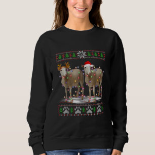 Sheep Christmas Tree Lights Santa Animal Gift Sweatshirt