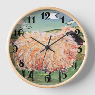 Sheep clock- "Woolie One" Square Wall Clock