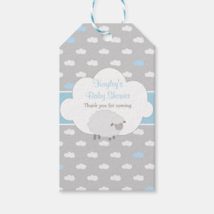Sheep & Cloud Baby Shower Favour Gift Tags (Blue)