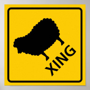 Sheep Crossing Highway Sign