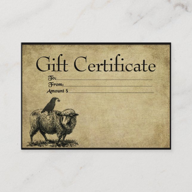 Sheep- Crow Stack- Prim GIft Certificate Cards (Front)