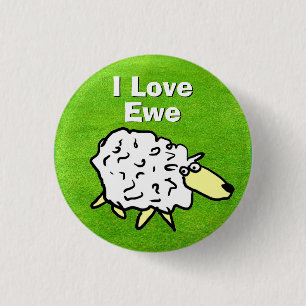 Sheep Design Cartoon 1 Inch Round Button