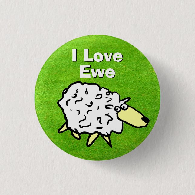 Sheep Design Cartoon 1 Inch Round Button (Front)