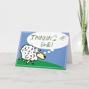 Sheep Design Cartoon with Thinking of Ewe Pun Card