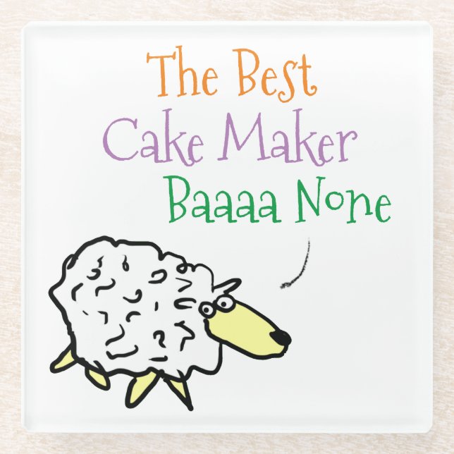Sheep Design for a Cake Maker Glass Coaster (Front)