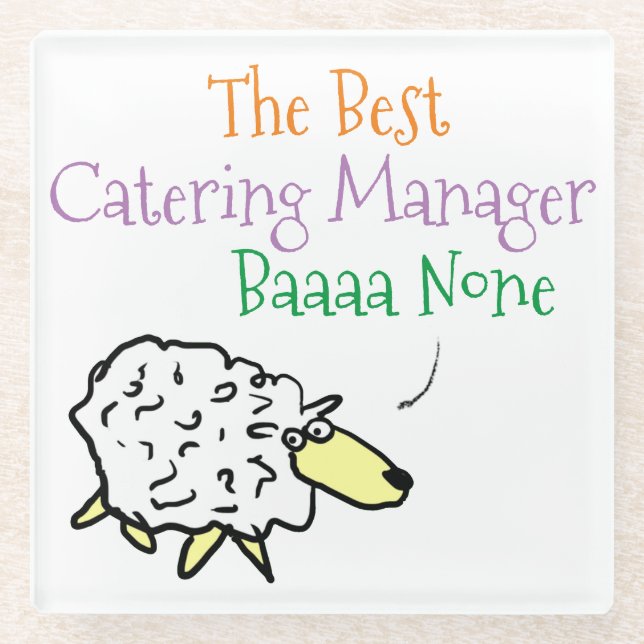Sheep Design for a Catering Manager Glass Coaster (Front)
