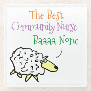 Sheep Design for a Community Nurse Glass Coaster