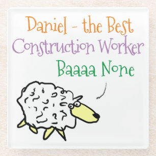 Sheep Design for a Construction Worker Glass Coaster