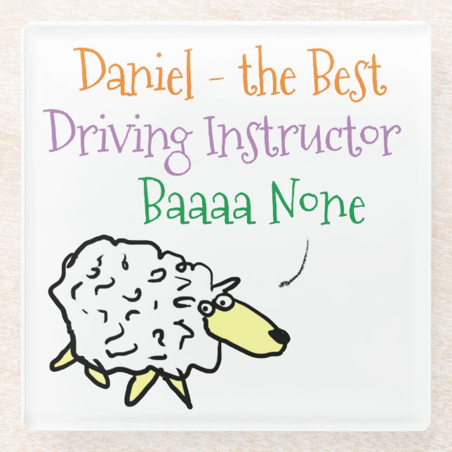 Sheep Design for a Driving Instructor Glass Coaster (Front)