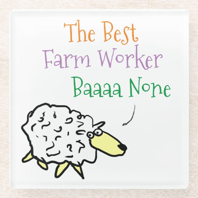 Sheep Design for a Farm Worker Glass Coaster (Front)
