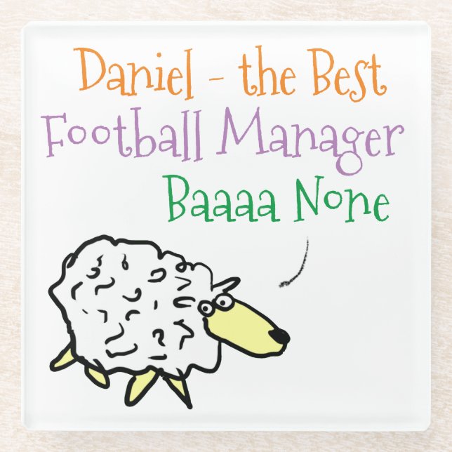 Sheep Design for a Football Manager Glass Coaster (Front)