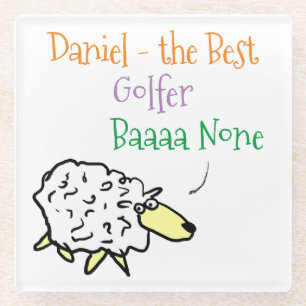 Sheep Design for a Golfer Glass Coaster