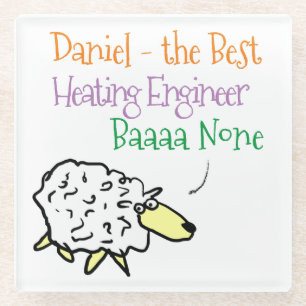 Sheep Design for a Heating Engineer Glass Coaster