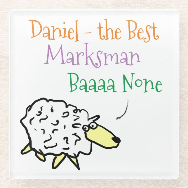 Sheep Design for a Marksman Glass Coaster (Front)