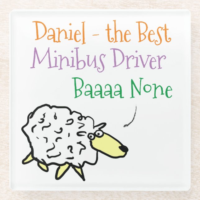 Sheep Design for a Minibus Driver Glass Coaster (Front)
