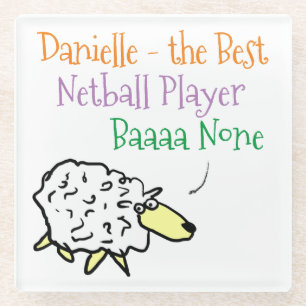 Sheep Design for a Netball Player Glass Coaster