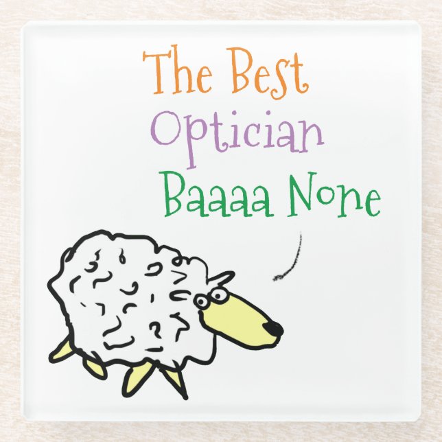 Sheep Design for a Optician Glass Coaster (Front)