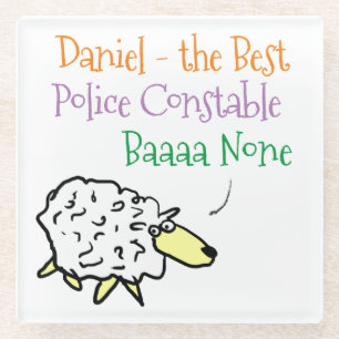 Sheep Design for a Police Constable Glass Coaster