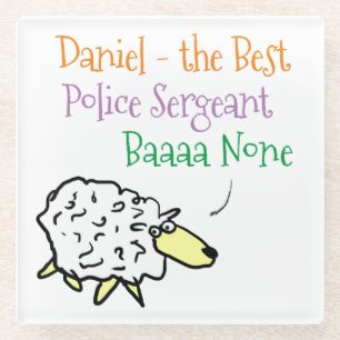 Sheep Design for a Police Sergeant Glass Coaster