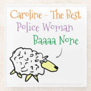 Sheep Design for a Police Woman Glass Coaster