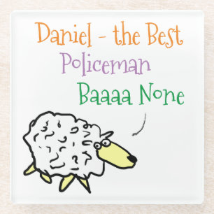 Sheep Design for a Policeman Glass Coaster