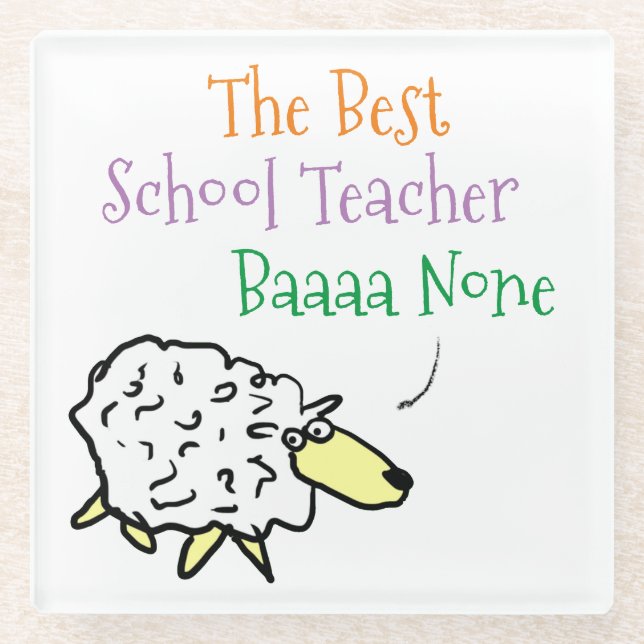 Sheep Design for a School Teacher Glass Coaster (Front)