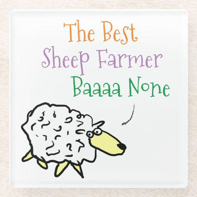 Sheep Design for a Sheep Farmer Glass Coaster (Front)