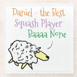 Sheep Design for a Squash Player Glass Coaster