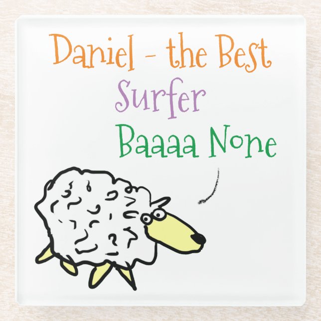 Sheep Design for a Surfer Glass Coaster (Front)