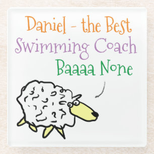 Sheep Design for a Swimming Coach Glass Coaster