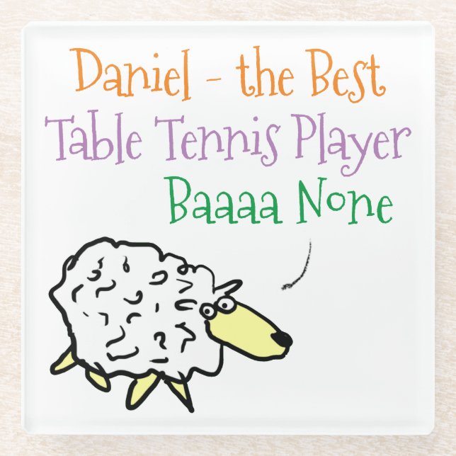 Sheep Design for a Table Tennis Player Glass Coaster (Front)