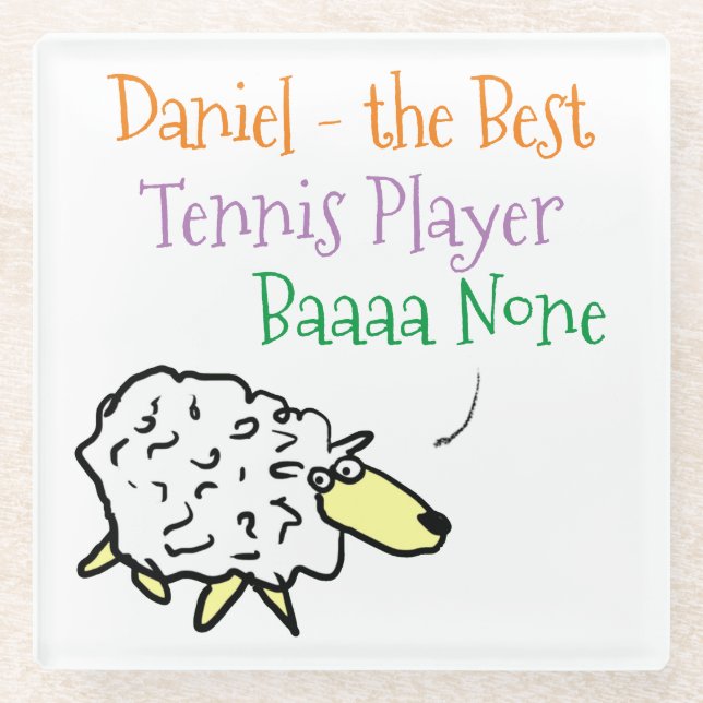 Sheep Design for a Tennis Player Glass Coaster (Front)
